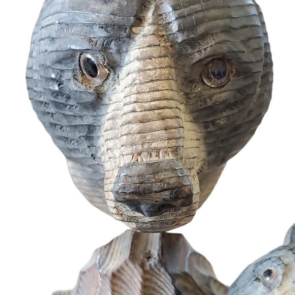 Hand Carved Wood Black Bear And Cub Mounted Lodge Decor Cabin‎ 10 X 7 - Picture 3 of 10